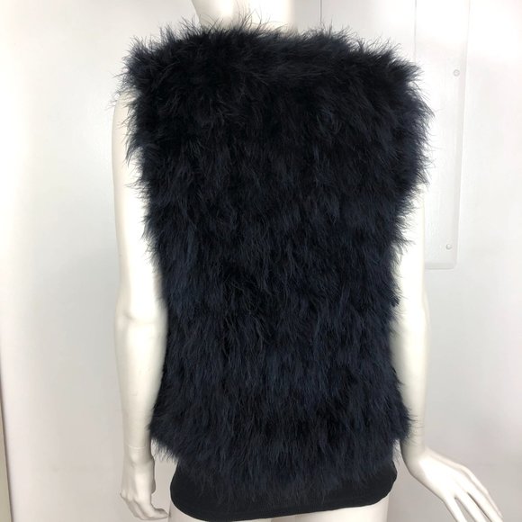 Club Monaco Marabou Feather Vest - Black - Picture 3 of 5